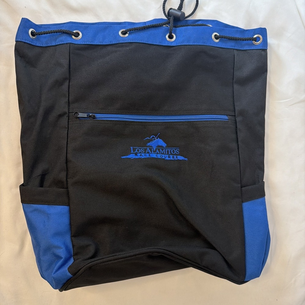 Los Alamitos Horse Track Race Tote Blue And Black Bag Vintage 1990s